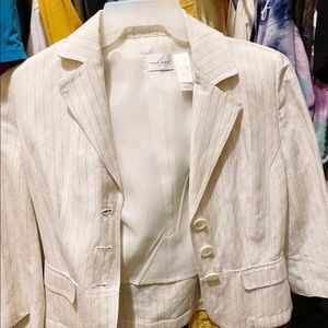Emma James vintage off white/tiny blue stripe blazer